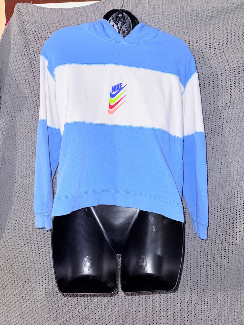 Nike Light Blue Pullover Hoodie with Black Swoosh Tag